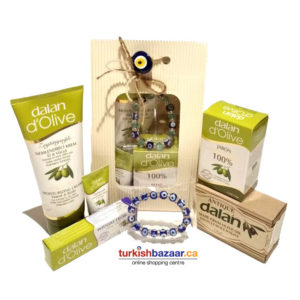 Where to buy Turkish Mediterranean Dalan Dolive Olive Oil Gift Set with Evil Eye Bracelet , Nazar boncuklu zeytinyagli krem seti: Canada, United States, Toronto, Mississauga, Montreal, Calgary, Ottawa, Edmonton, Mississauga, Winnipeg, Vancouver, Brampton, Hamilton, Quebec City, Surrey, Laval, Halifax, London, Markham, Vaughan, Gatineau, Saskatoon, Kitchener, Windsor, Regina, Richmond, Richmond Hill, Oakville, Burlington, Oshawa, Catharines, Cambridge, Kingston, Whitby, Guelph, Ajax, Thunder Bay. Vancouver, Milton, Niagara Falls, Newmarket, Peterborough, Sarnia, Buffalo, Fredericton, Alberta, British Columbia, Manitoba, New Brunswick, Newfoundland and Labrador, Nova Scotia, Ontario, Prince Edward Island, Saskatchewan, Northwest Territories, Nunavut, Miami, Manhattan, San Francisco, St. Louis, Pittsburgh, Austin, Washington, St. Paul, Minneapolis, Orlando, San Jose, Bridgeport , Seattle, Boston, Durham, New York, Houston, Des Moines, Dallas, Portland, Florida, Los Angeles, Madison, Minneapolis, Denver, Philadelphia.