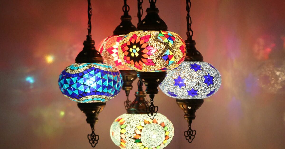 Authentic Handmade Turkish Mosaic Lamp & Candle Holder Turkish Bazaar